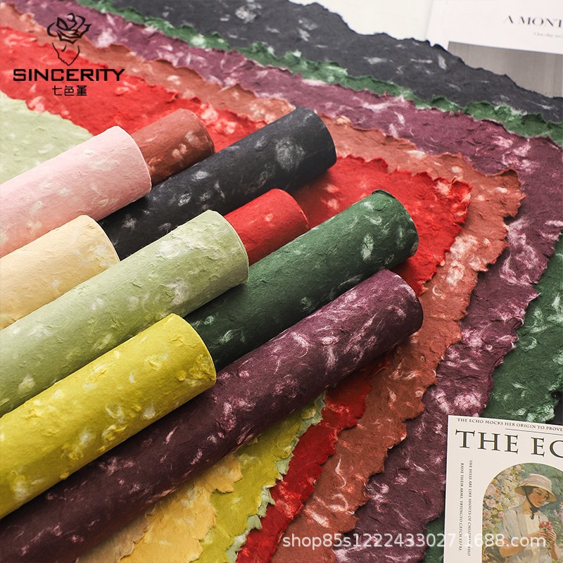 Zhuo fiber two-color Dongba paper shredded paper bouquet wrapping paper high texture handmade material flower wrapping paper