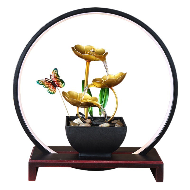 Running water ornaments wrought iron small wholesale gift fountain living room decorations landscape humidifier desktop opening gift