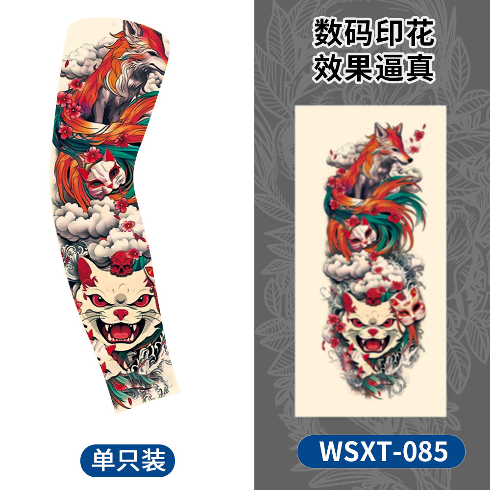 Picture of Summer Riding Sunscreen Tattoo Sleeve Simulation Tattoo Quick-drying Arm Protector Outdoor Sports Sunshade Breathable High Elastic Ice Sleeve