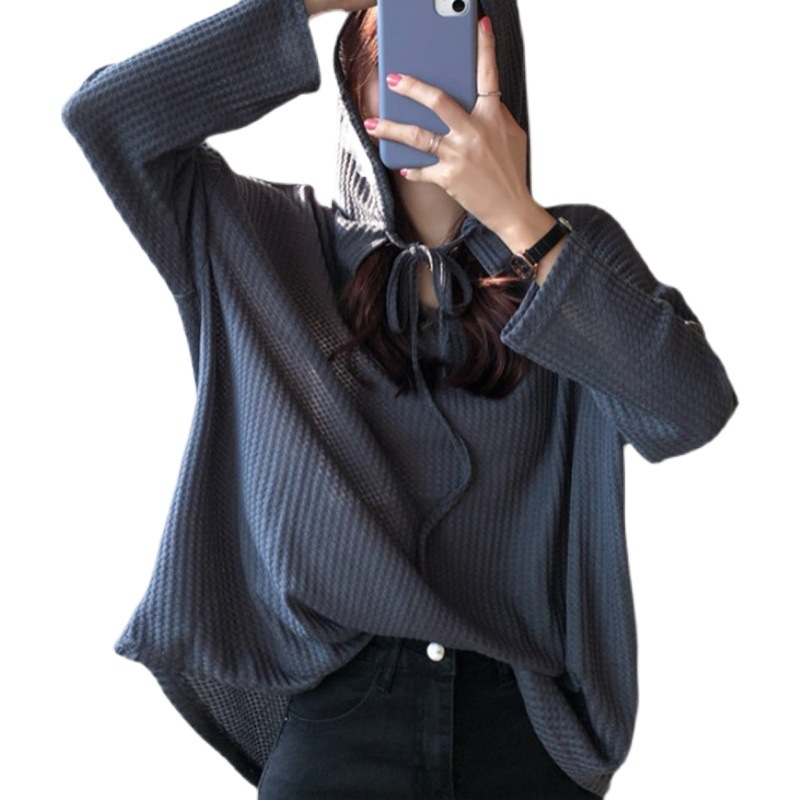 Spring and Autumn 2025 New Korean Style Loose Lazy Style Thin Hooded Pullover Sweatshirt Women's Trendy Ins Long Sleeve Top