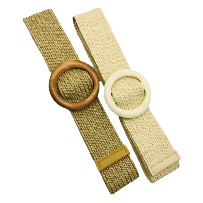Korean vintage pp grass woven women's belt fashion simple all-match ins decorative dress long shirt jeans belt