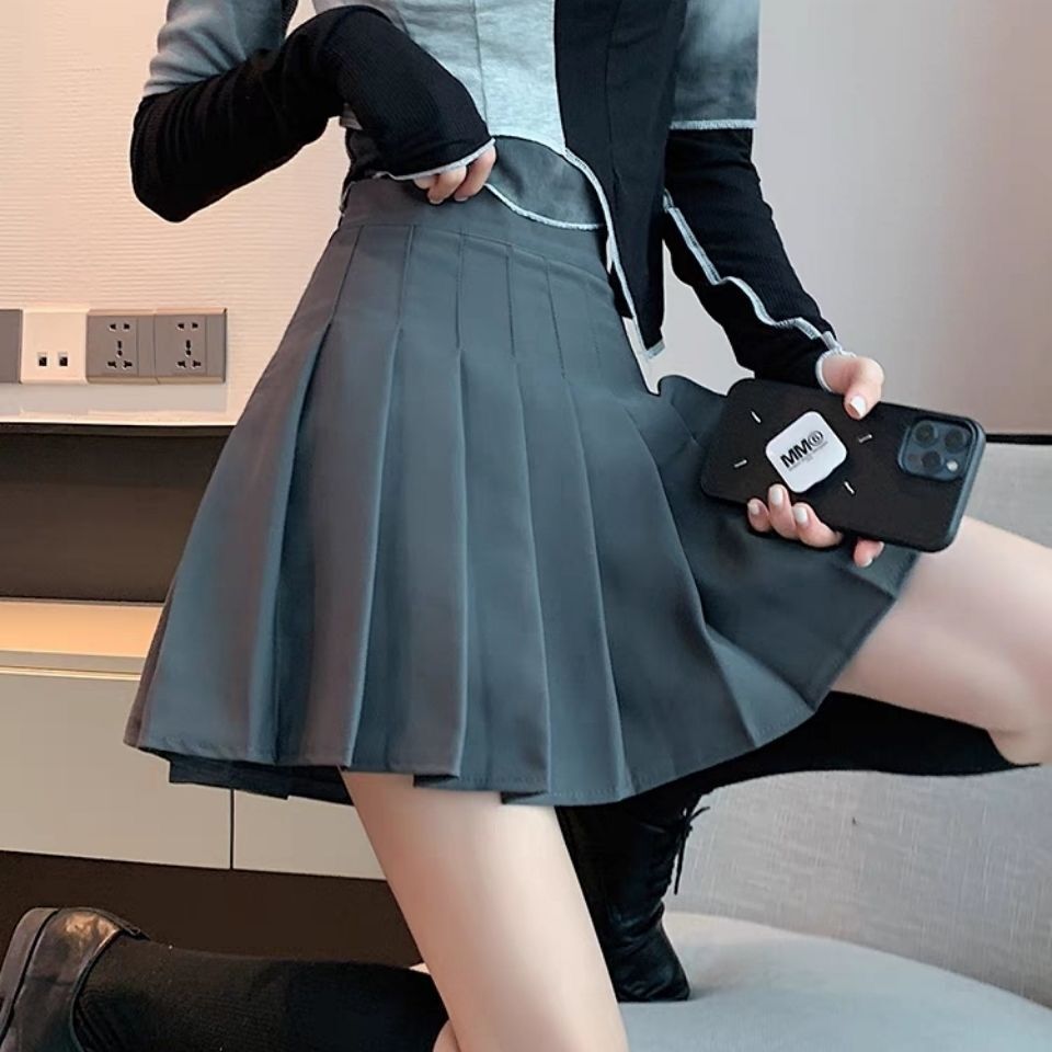 T-Shirt Coat JK Uniform Shirt A- Line Half Skirt dress Pleated Skirt Women Autumn Winter Spring Summer Two-piece Dress