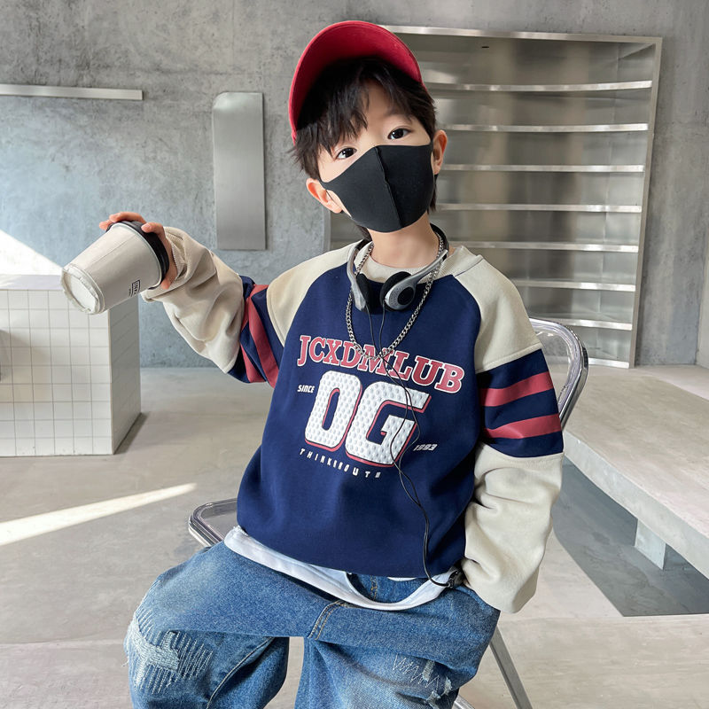 Boys' Spring and Autumn Sweatshirt 2025 New Autumn and Winter Children's Fashionable Western Style Internet Celebrity Long Sleeve Top Trend