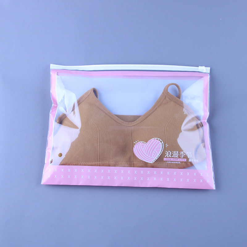 Picture of Clothing zipper bag bra underwear bag yoga clothes packaging bag wholesale plastic Ziplock bag frosted transparent in stock
