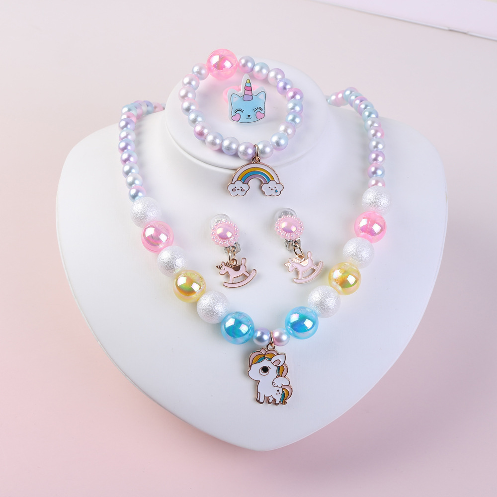 Picture of Children's Necklace Bracelet Set Unicorn Necklace Girls Baby Accessories Children's Necklace Children's Jewelry Wholesale