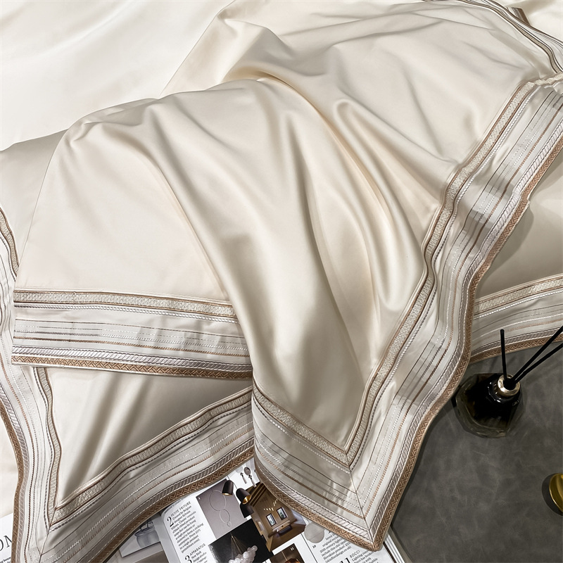 Picture of 210 Light Luxury Long-staple Cotton Cotton Four-piece Set Maternal and Infant Grade A Pure Cotton Bed Sheet Quilt Cover Satin Bedclothes 4-piece Set