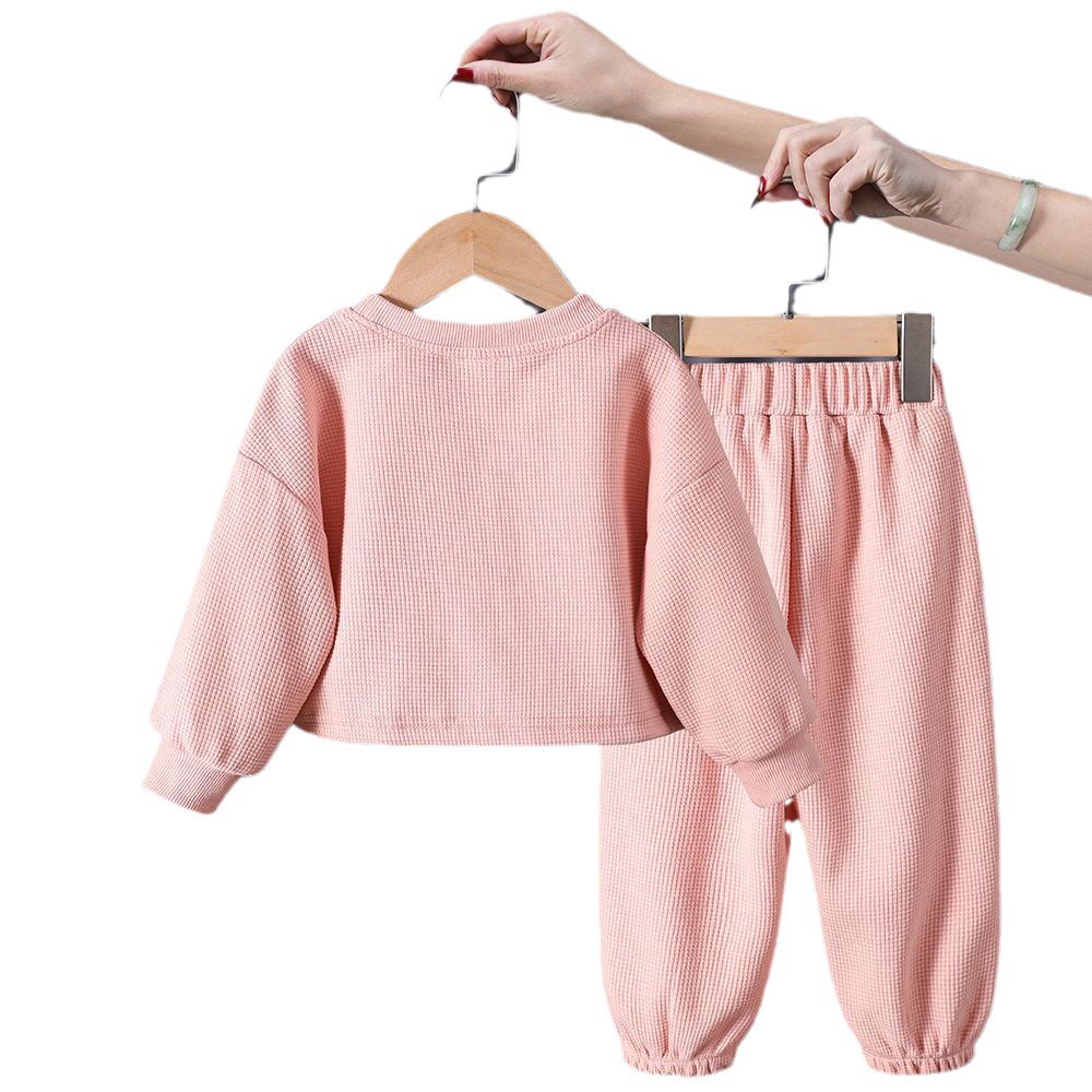 Picture of Girls Korean Style Bear Sweatshirt Set 2024 Spring and Autum New Style Kidsren's Style Cartoon Sweatshirt and Pants Two-Piece Set