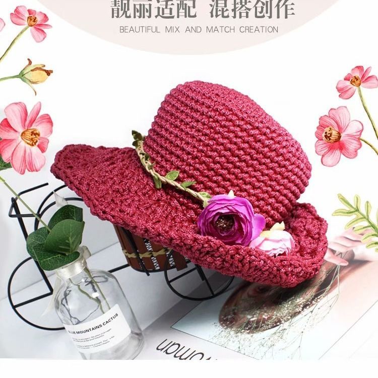 Picture of Light body thread ice silk thread hook hat hook thick hollow thread bright silk thread hand-woven off-shelf sun hat thick wool