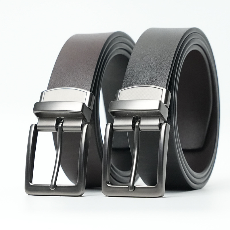 Men's New High-grade Cowhide Belt Young and Middle-aged Casual Rotating Pin Buckle Belt Fashionable Genuine Leather Jeans Belt for Men