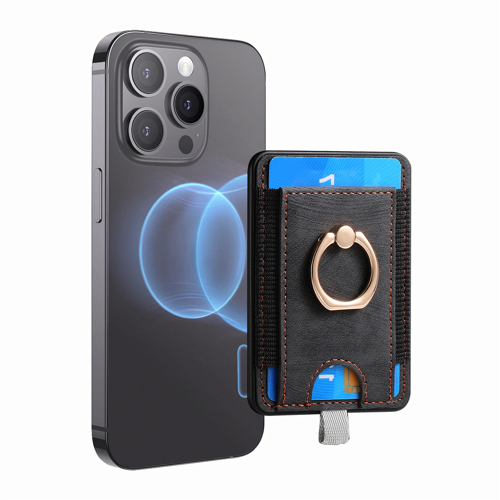 Picture of Magnetic magsafe card holder back sticker strong magnetic multi-function mobile phone card holder card holder card coin holder hardware ring