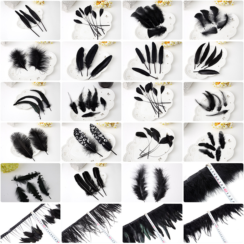 Manufacturer Wholesale DIY Black Feather Craft Decoration Feather Wedding Feather Angel Wings Clothing Accessories