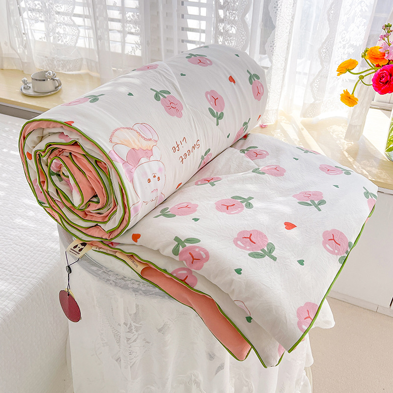Picture of ClAss A WAshed Cotton Summer Cool Quilt ins Style Summer Soy Fiber Summer Quilt MAchine WAshAble Skin-friendly Air-conditioned Quilt WholesAle Group PurchAse
