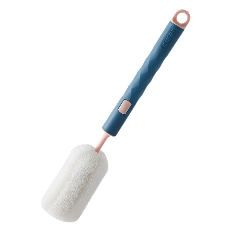 Simple Contrast Color Cup Brush Household Bottle Cleaning Brush Long Handle No Dead Angle Sponge Brush Water Cup Tea Stain Rinse Small Brush