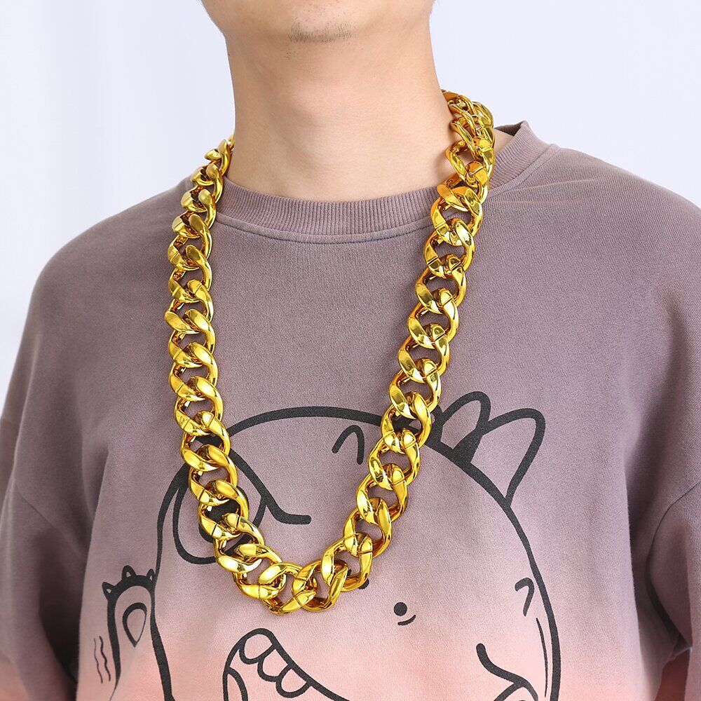 Picture of Hip Hop Simulation Big Gold Chain Men's Gold Plastic Necklace Performance Props Social Super Thick Exaggerated Gold Necklace