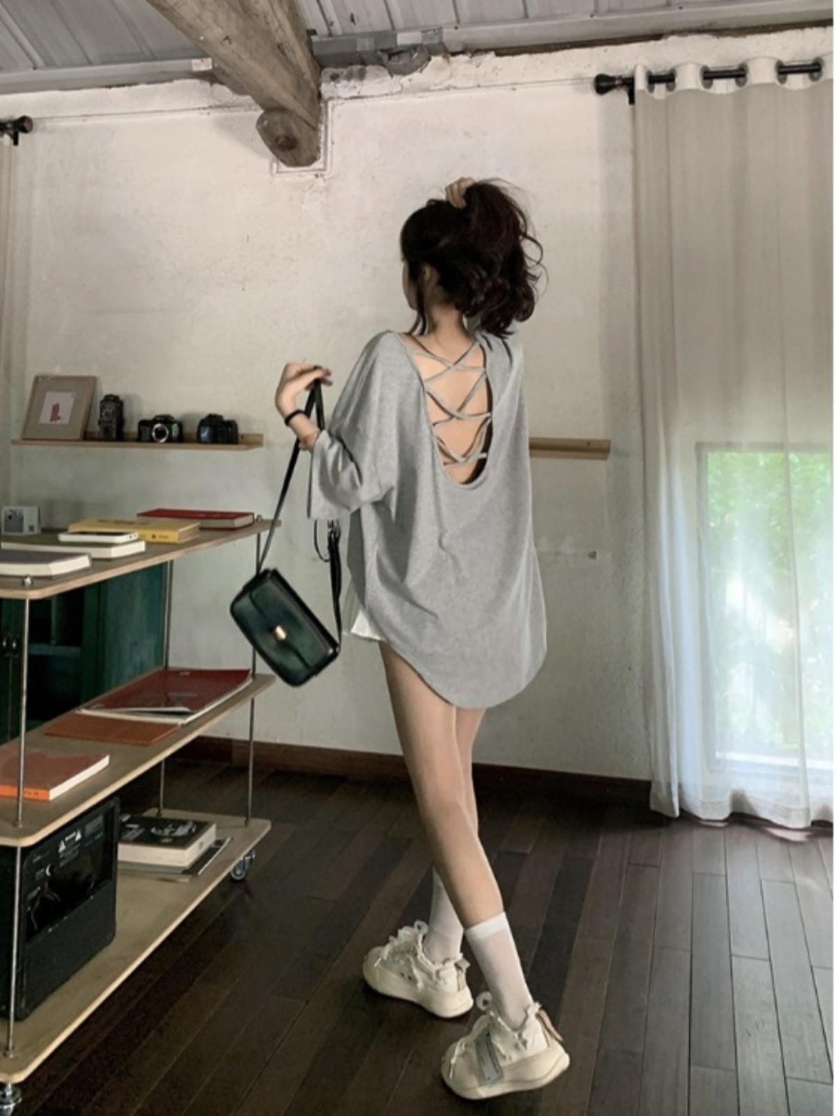 2025 Summer Sexy Backless Short Sleeve T-Shirt for Women, New Lazy Style Casual Top for Summer 2024