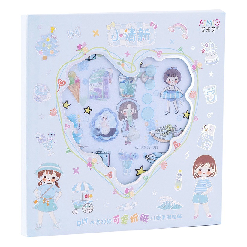 Cute origami 15cm square colored paper kindergarten handmade children's DIY hand account material sticker origami set