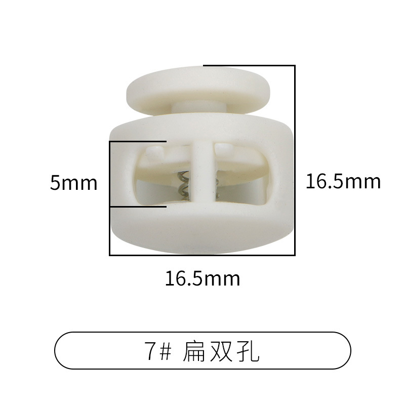 Picture of Manufacturer Plastic Adjustable Elastic Belt Spring Buckle with Rope Pig Nose Buckle Single and Double Holes Round Black Transparent Drawstring Buckle
