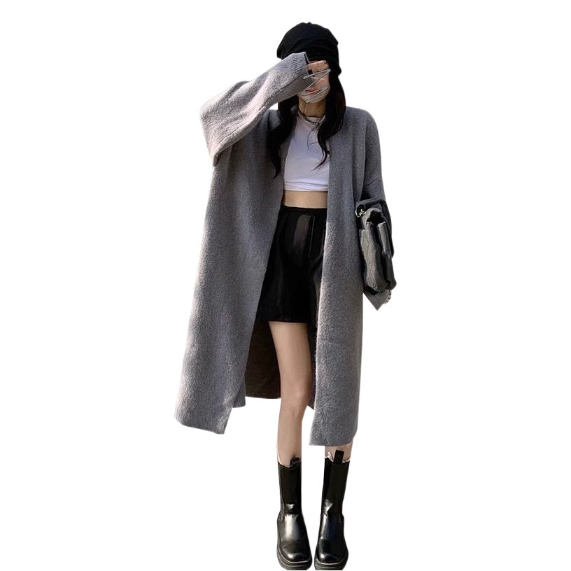 2024 new high-grade gentle lazy style mid-length sweater coat women's spring and autumn knitted cardigan top