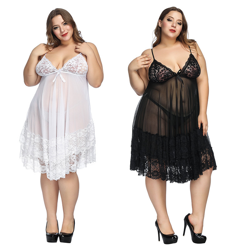 100kg Foreign Trade Sexy Lingerie Export European and American Sexy Pajamas Women's Nightgown Large Size Pajamas Home 9128