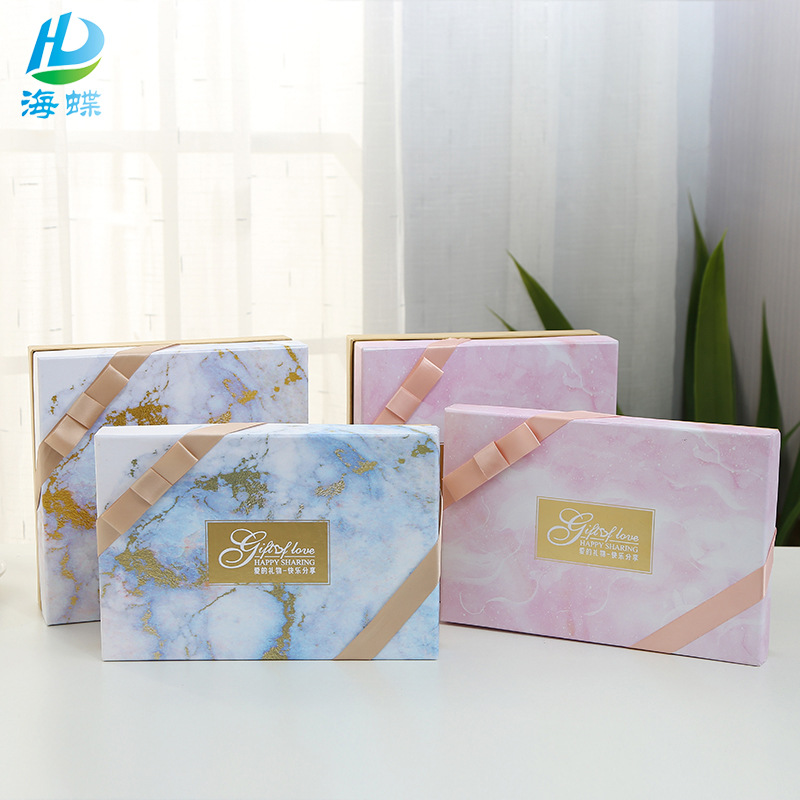 Fashion ins marble pattern gift box graduation season girlfriends cosmetics packaging box packaging bag set customization