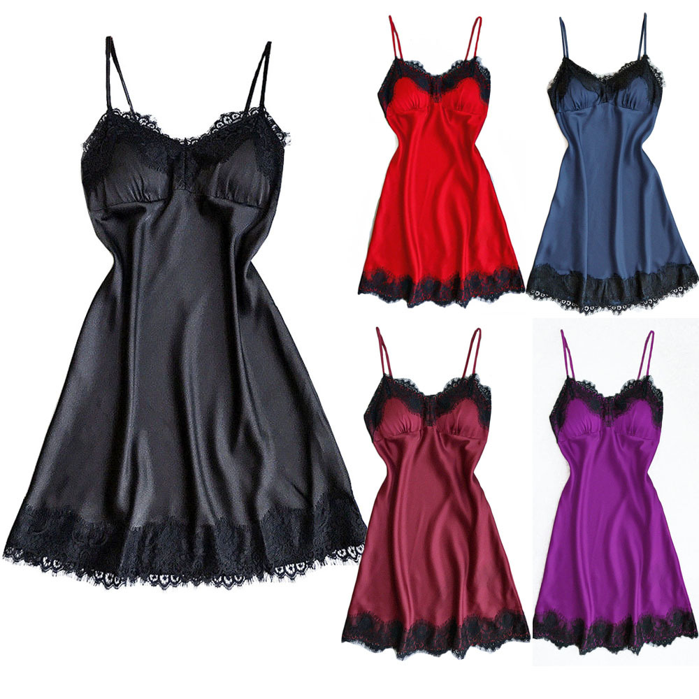 European and American foreign trade cross-border home fun pajamas women's temptation sexy V-neck lace suspenders nightgown wholesale generation