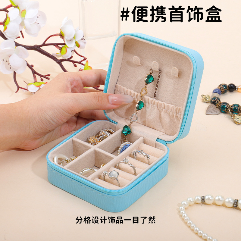 European and American Portable Jewelry Box Mini Travel Jewelry Packaging Box Princess Earrings Ring Jewelry Storage Box