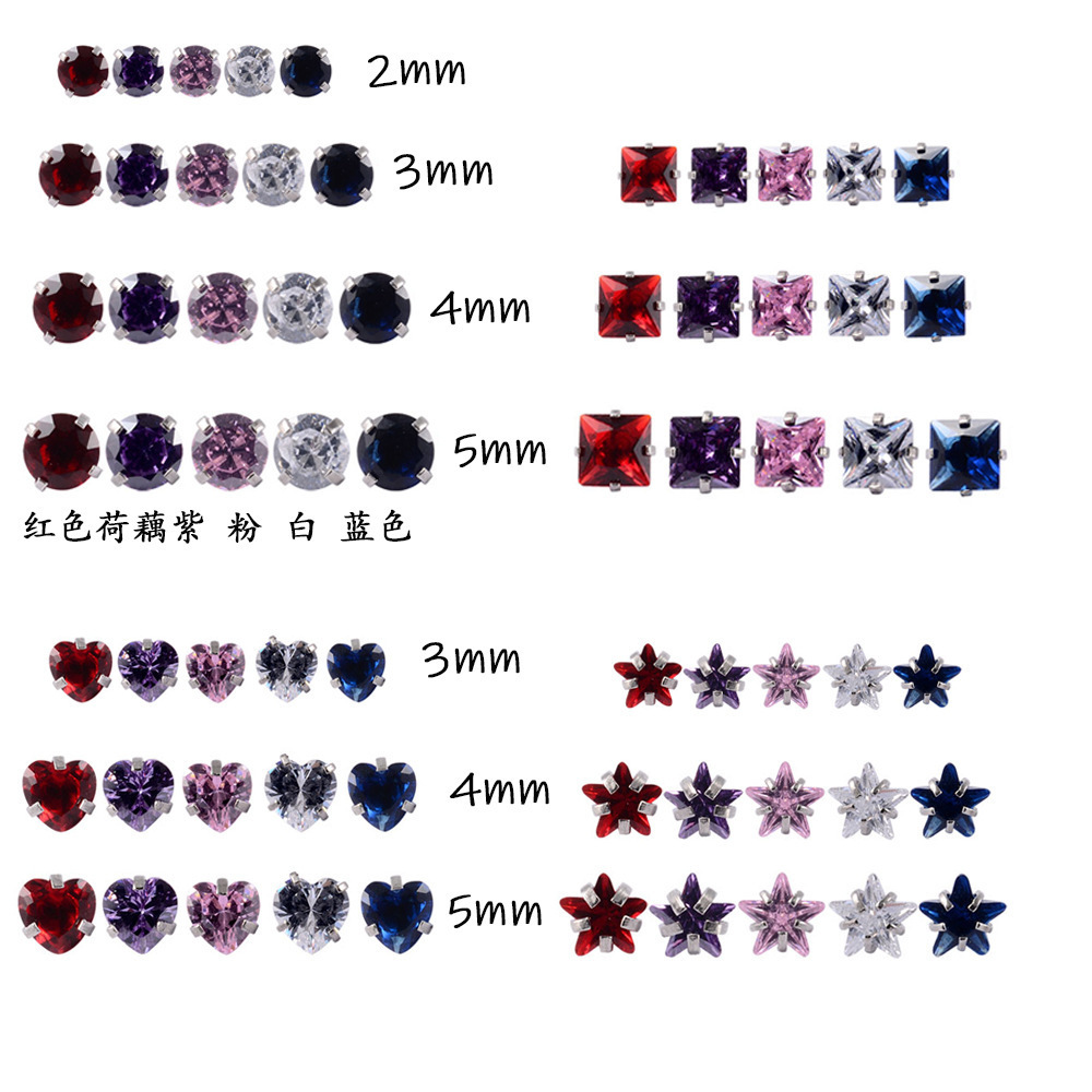 Picture of Puncture product lip nail zircon head 2-5mm 0.9-1.0mm internal thread