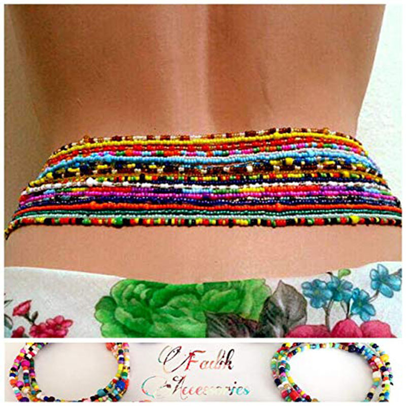 European and American beach chain double chain 2-piece set) bikini chain belly handmade rice bead waist chain jewelry waist bead chain