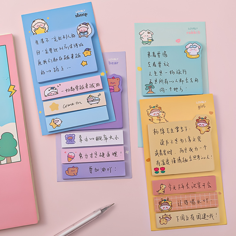 Picture of Cartoon Cute Animal Message Sticky Note Student Note Memo Note Pad Pagination Index Sticker Instruction Sticker