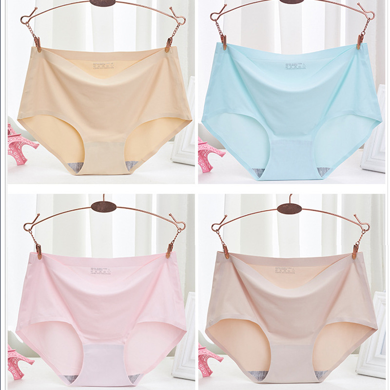 Wholesale one-piece seamless underwear women's new breathable Ice Silk mid-waist sexy ladies large size underwear ladies underwear