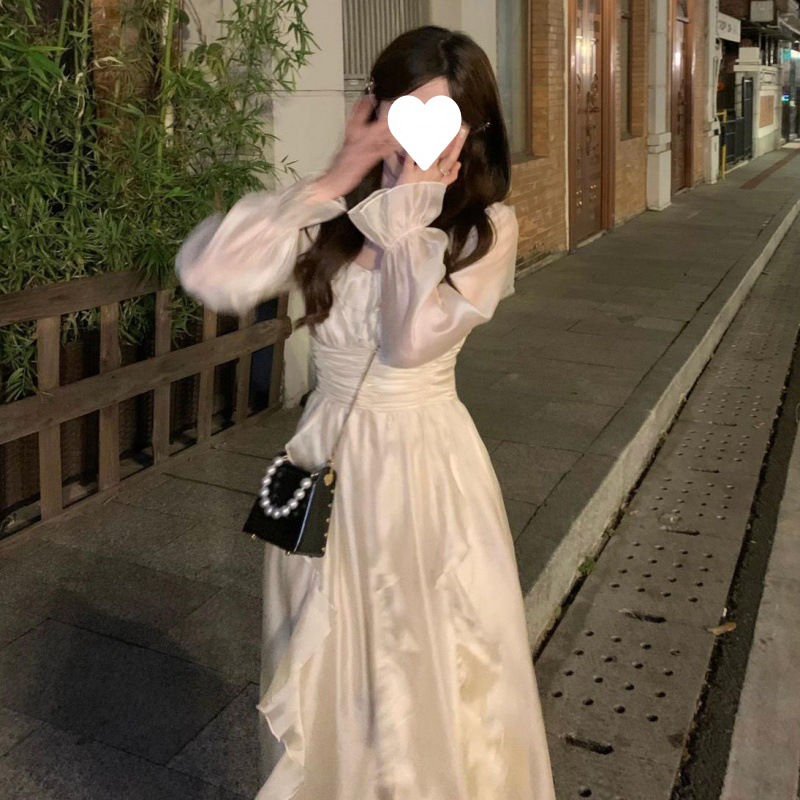 Vintage Mori Style All-match Age-reducing Fashion Gentle Long-sleeved dress 2024 Autumn New chubby girl Waisted Slimming