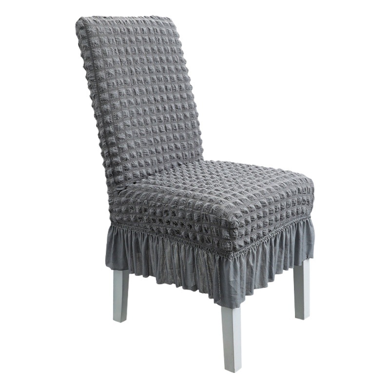 Modern Simple Thickened Custom Chair Cover Seersucker Skirt Chair Cover Household Stretch One-piece Dust-proof Dining Chair Cover