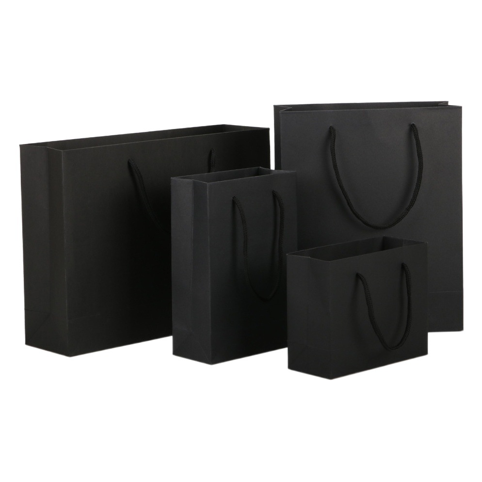 in stock black card packaging kraft paper bag takeaway handbag clothing handbag printed gift bag printed LOGO