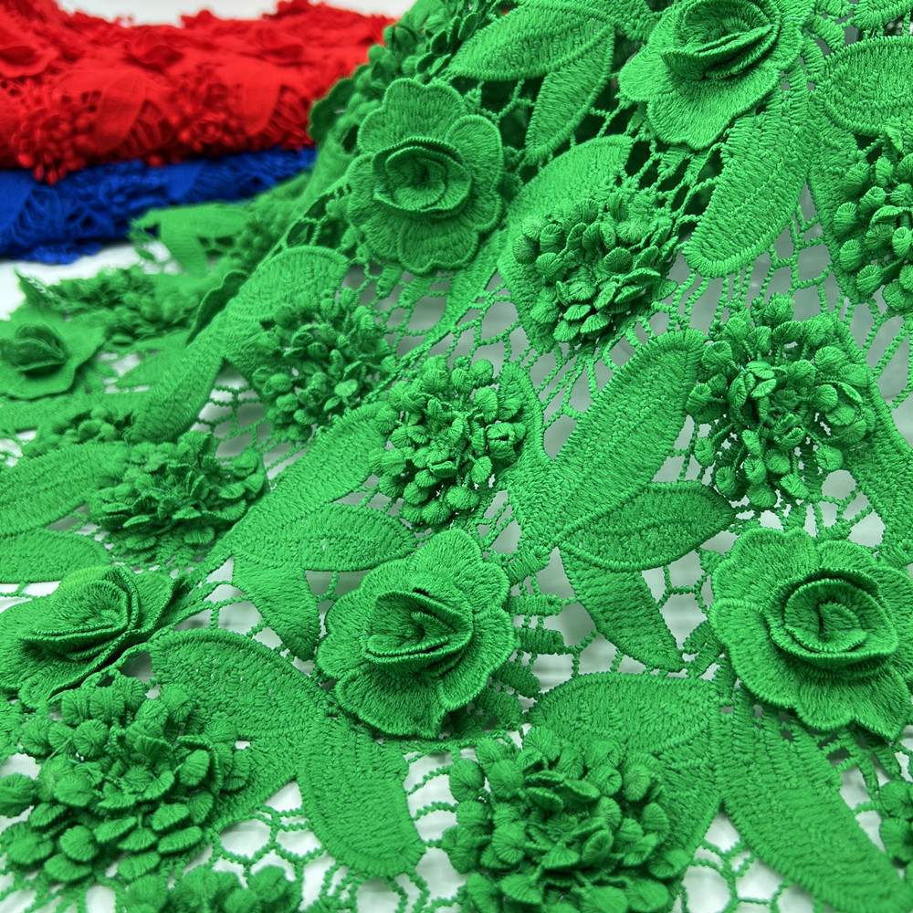 Picture of Water soluble milk silk embroidery lace fabric milk silk heavy industry three-dimensional embroidery water soluble clothing dress embroidery fabric