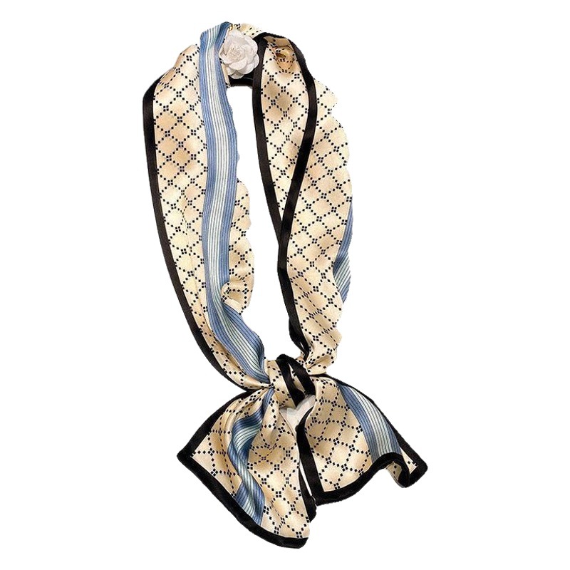 [Wholesale] Hangzhou silk Mulberry silk silk scarf Spring Autumn Winter versatile narrow blue plaid long scarf
