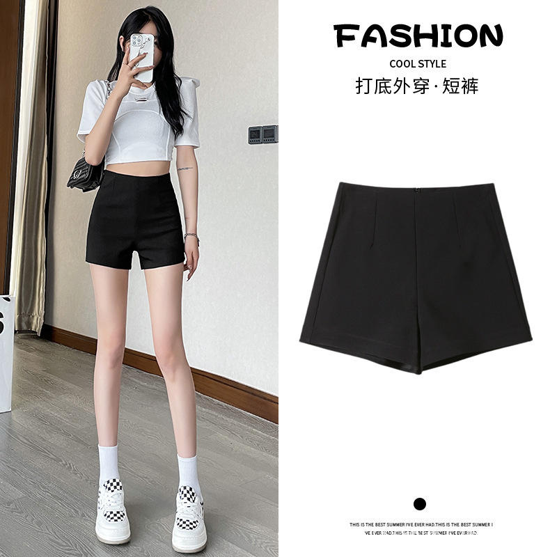 Black Suit Shorts Women's 2023 New Autumn High Waist Bottoming American Style Hot Girl Slim Outer Wear Autumn and Winter Hot Pants