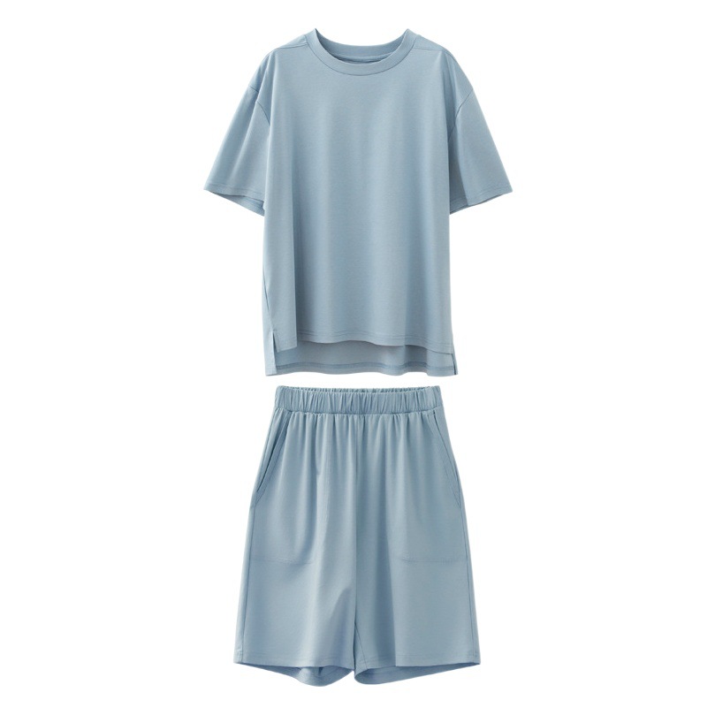 Tangge Summer mercerized long-staple cotton orchid modal silk blended lazy people home clothes women's short suit
