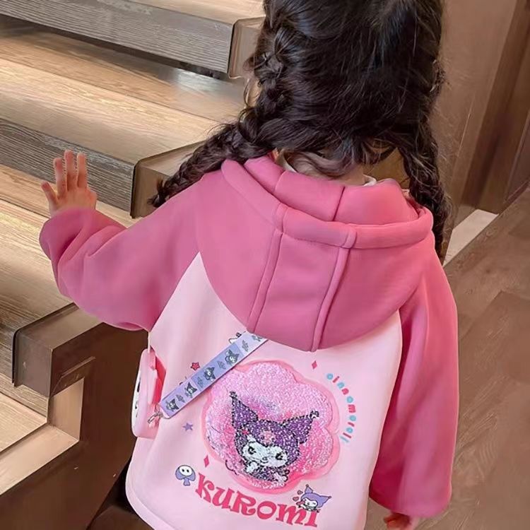 Picture of Girls' 2024 New Autumn and Winter Children's Winter fleece-lined Children's Hooded Foreign Style Thickened Warm Hoodie Coat