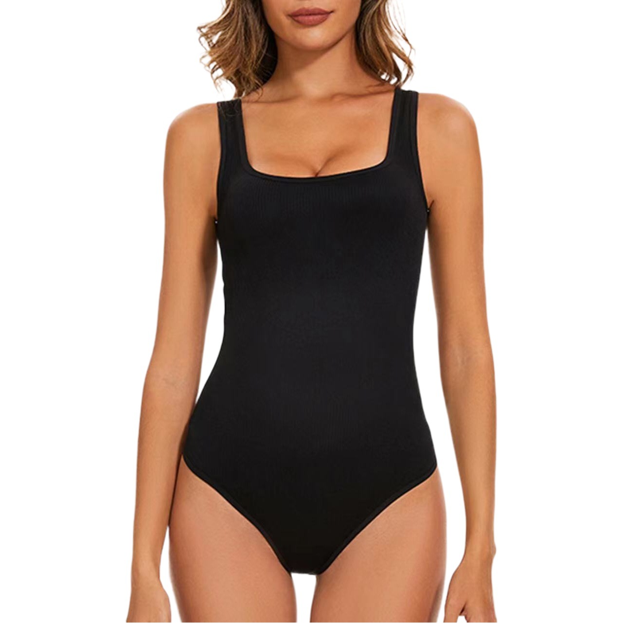 Amazon European and American cross-border hot selling seamless thread vest waist lifting hip shaping round neck jumpsuit belly contracting