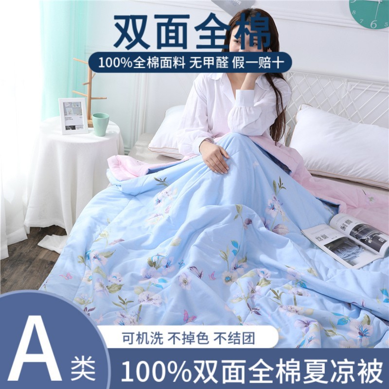 Picture of Class A double-sided cotton summer quilt air conditioning quilt 100 cotton summer quilt single-pair machine washable summer thin quilt wholesale