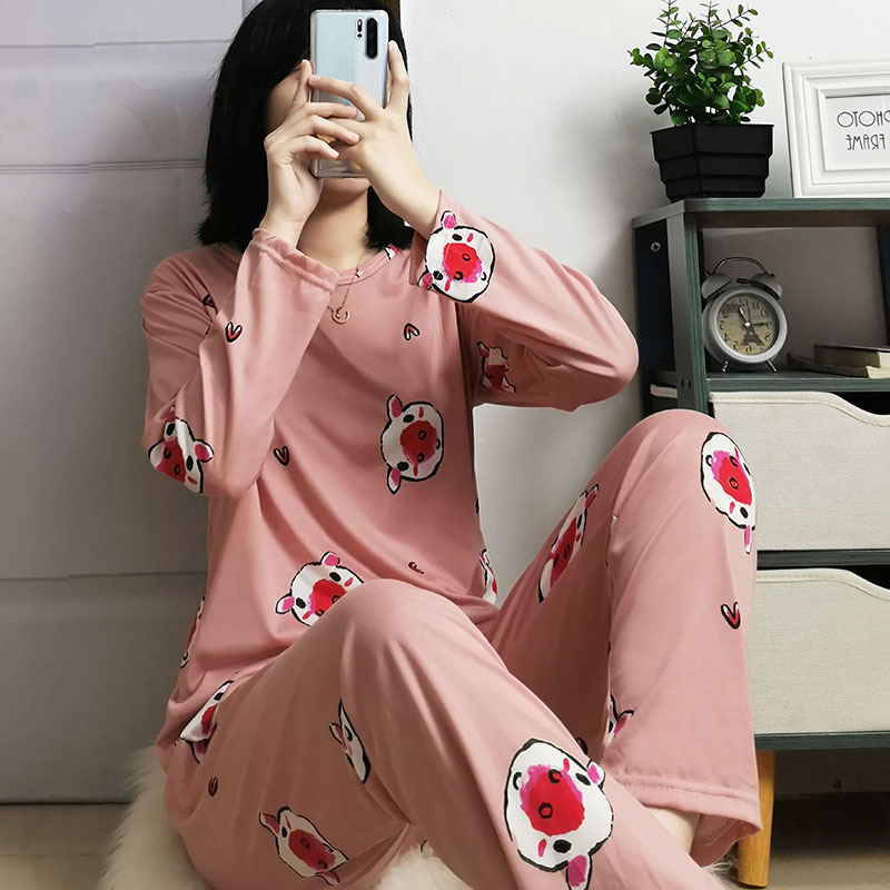 Picture of Factory Clearance Welfare Spring and Autumn Pajamas Women's Casual Comfortable Lady Style Long Sleeve Trousers Two-Piece Home Clothes