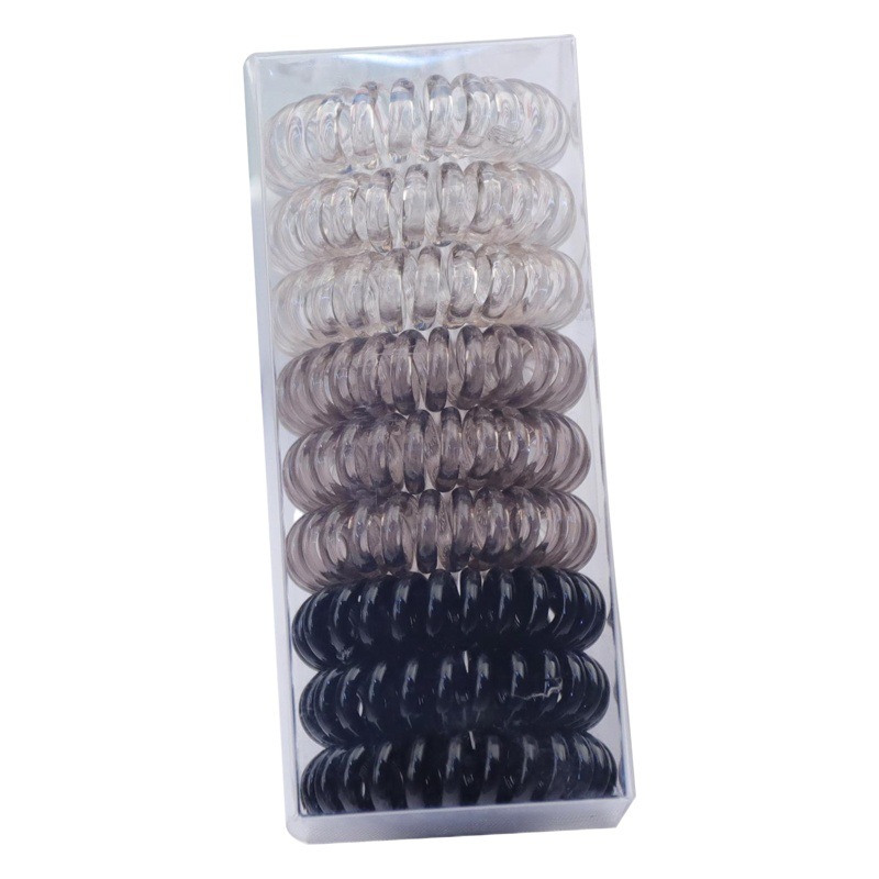 9 Boxed Gradient Color Phone Line Hair Ring ins Cyber Celebrity Girl's Heart Tie Hair Refreshing Head Rope Rubber Band Hair Accessories