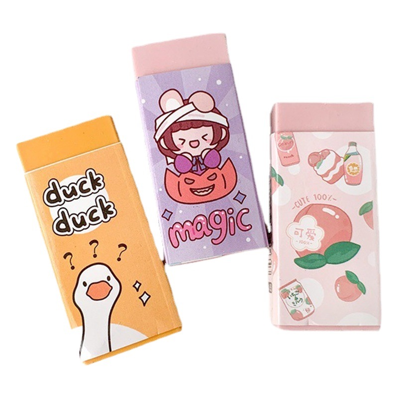 MOKA Eraser for Primary School Students No Marks Super Cute Cartoon Children Creative Bagged Barrel Eraser