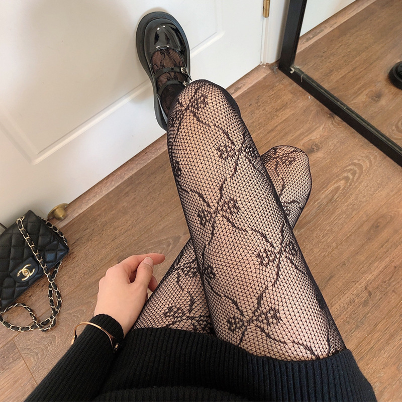Spring and summer thin white stockings pantyhose women sexy jacquard black stockings bow hollow fishnet socks