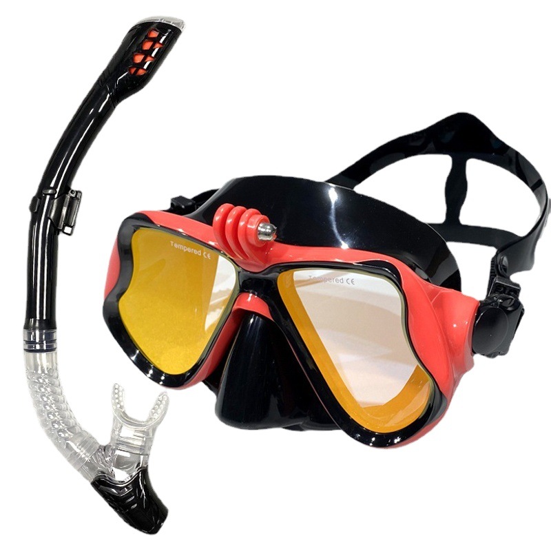 Adult Snorkeling Set Diving Goggles Full Dry Snorkeling Tube Electroplated Diving Mask Snorkeling Supplies Silicone Material