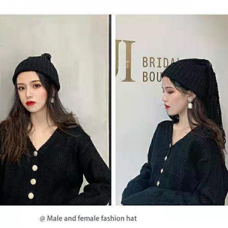 Dirty Braid Hat Women's New Autumn and Winter Wool Hat with Braid Hat Neck Set Dual-Use ins Women and Men's Fashionable Knitted Hat Cold Hat