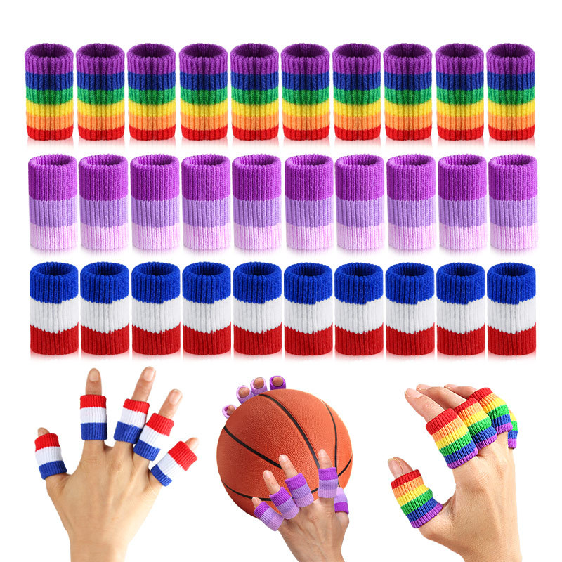 New Rainbow Knitted Finger Coat Basketball Badminton Sports Fingerguard Breathable Knuckle Protection Sports Protector