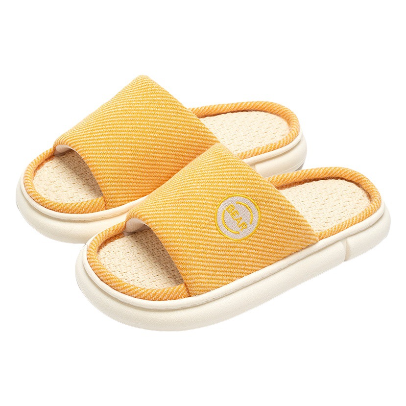 Linen Slippers Indoor Home Household Women's All Year Round 2025 New Thick-Soled Non-Slip Silent Breathable Slippers for Men's Outer Wear