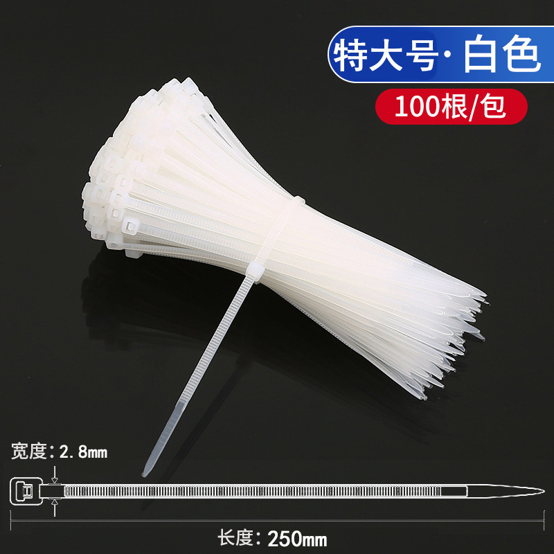 Picture of Self-locking nylon cable tie black and white plastic cable tie with buckle strap manufacturer wholesale non-national standard