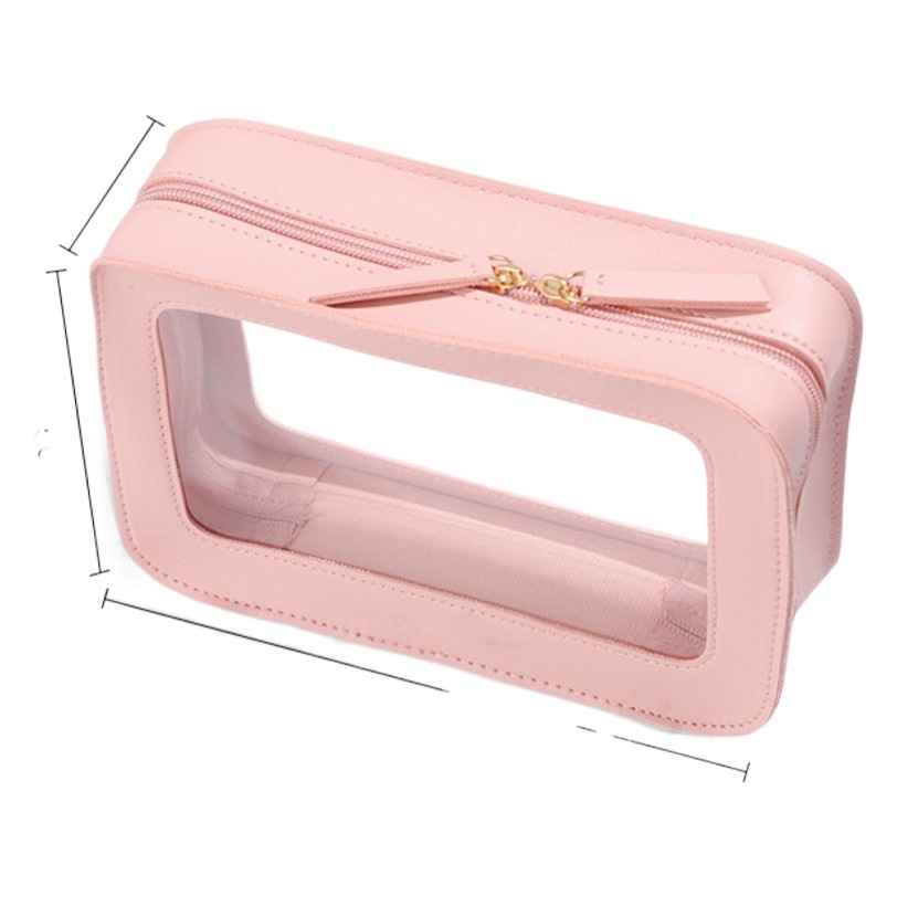 Summer pvc Leather Stitching Wash Bag Japanese and Korean Style Wash Bag Women's Storage Bag Box Cosmetic Storage Bag